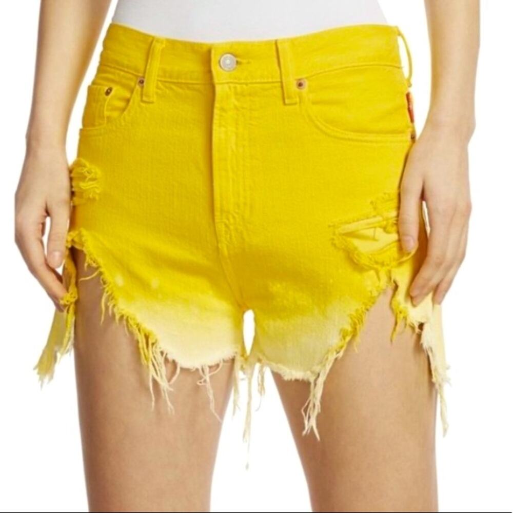 nwt Denimist NIC High-rise Cut-off Shorts Yellow Ombre size 26 distressed